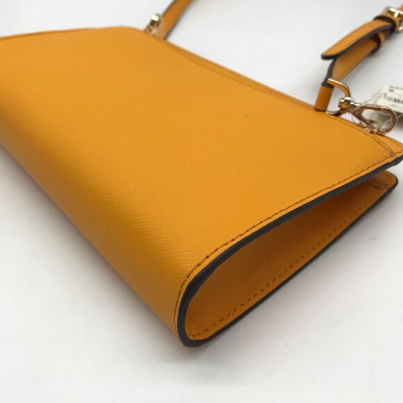 Michael Kors Sun Yellow Saffiano Leather Jet Set Travel Convertible Crossbody - Picture 8 of 11